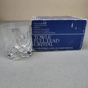 Vintage Towle Crystal Full Lead Lismore Old Fashioned Whisky Glasses 4ct W Box
